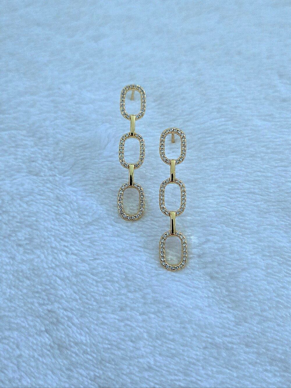 Rachel Zoe Stationary Triple3️⃣ Gold💛 Chain⛓️ Link Earrings - Picture 2 of 15